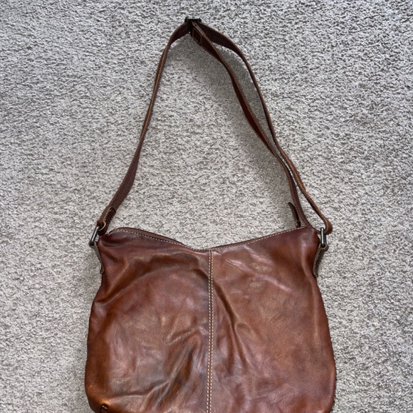 Jack Georges Brown Distressed Leather Crossbody Bag - Picture 4 of 8